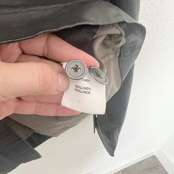 [WRK] Work.Rest.Karma Dark Brown Coated Linen Cargo Bush Coat Jacket Sz Medium M - Picture 12 of 12